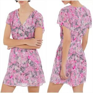 The Kooples Women's printed Pink mini dress short sleeve Size 1 = Small